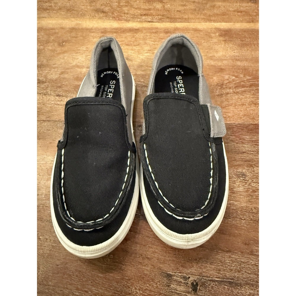 Sperry Kids Unisex Salty Washable‎ Moccasin Black/Charcoal Size 11 Little Kids